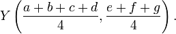 Y\left(\frac{a+b+c+d}{4},\frac{e+f+g}{4}\right).