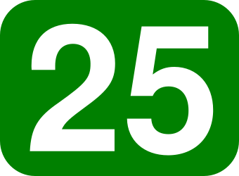 File:25 white, green rounded rectangle.svg