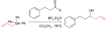 Skeletal chemical structures outlining an additive chemical reaction including an organogermanium compound.