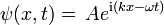  \psi (x,t) = \, A e^{ \mathrm{i} (k x - \omega t)} 